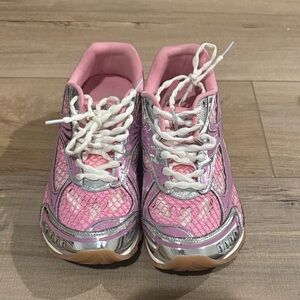 Bottega Veneta Pink and Silver Sneakers